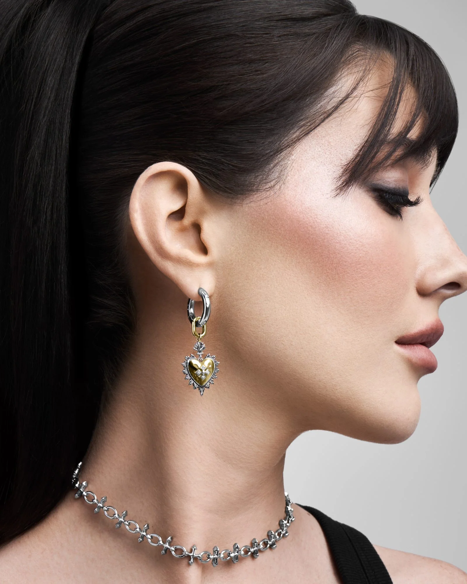 Bejewelled Sacred Heart Earrings - Image 2